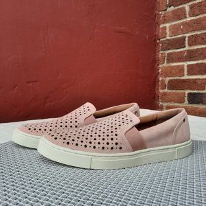 Frye & Co Peggy Perforated Suede Leather Slip On Sneaker Loafers Pink 6